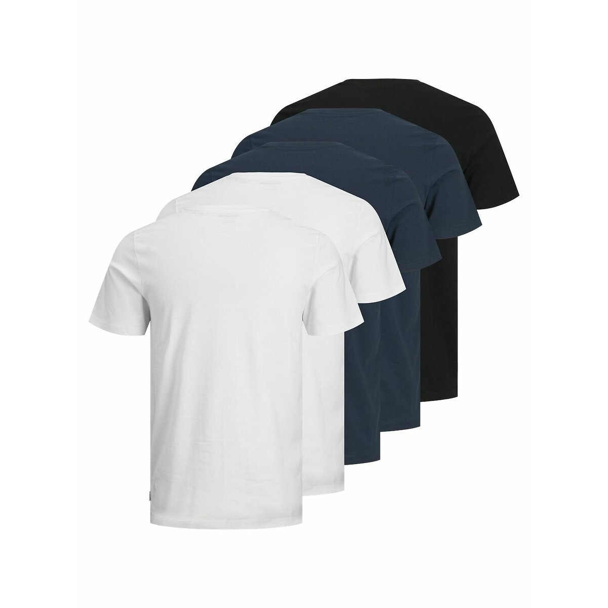 Pack de 5 t-shirts blanc+blanc+marine+marine+noir, JACK & JONES