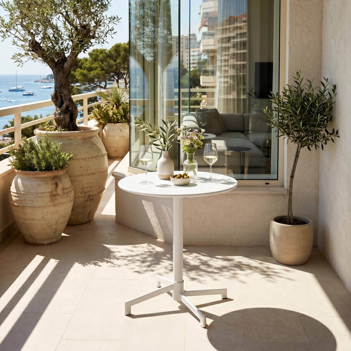 Table de jardin rabattable en métal et 2 fauteuils, PALAVAS blanc, OVIALA