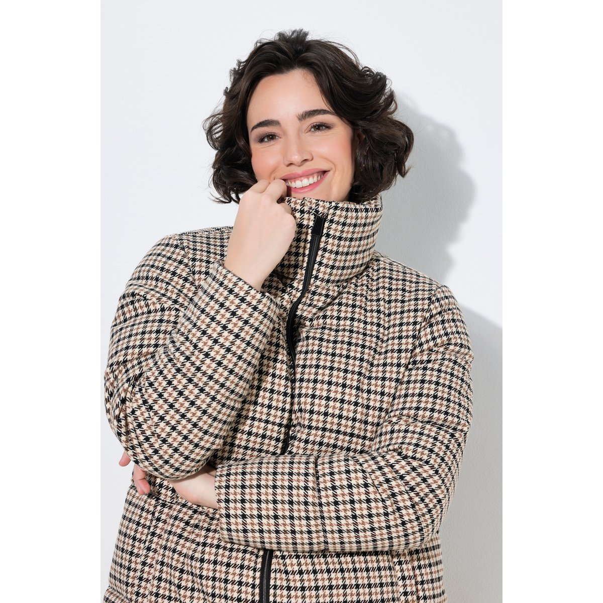 Veste matelassée, motif pied-de-poule blanc cassé, ULLA POPKEN