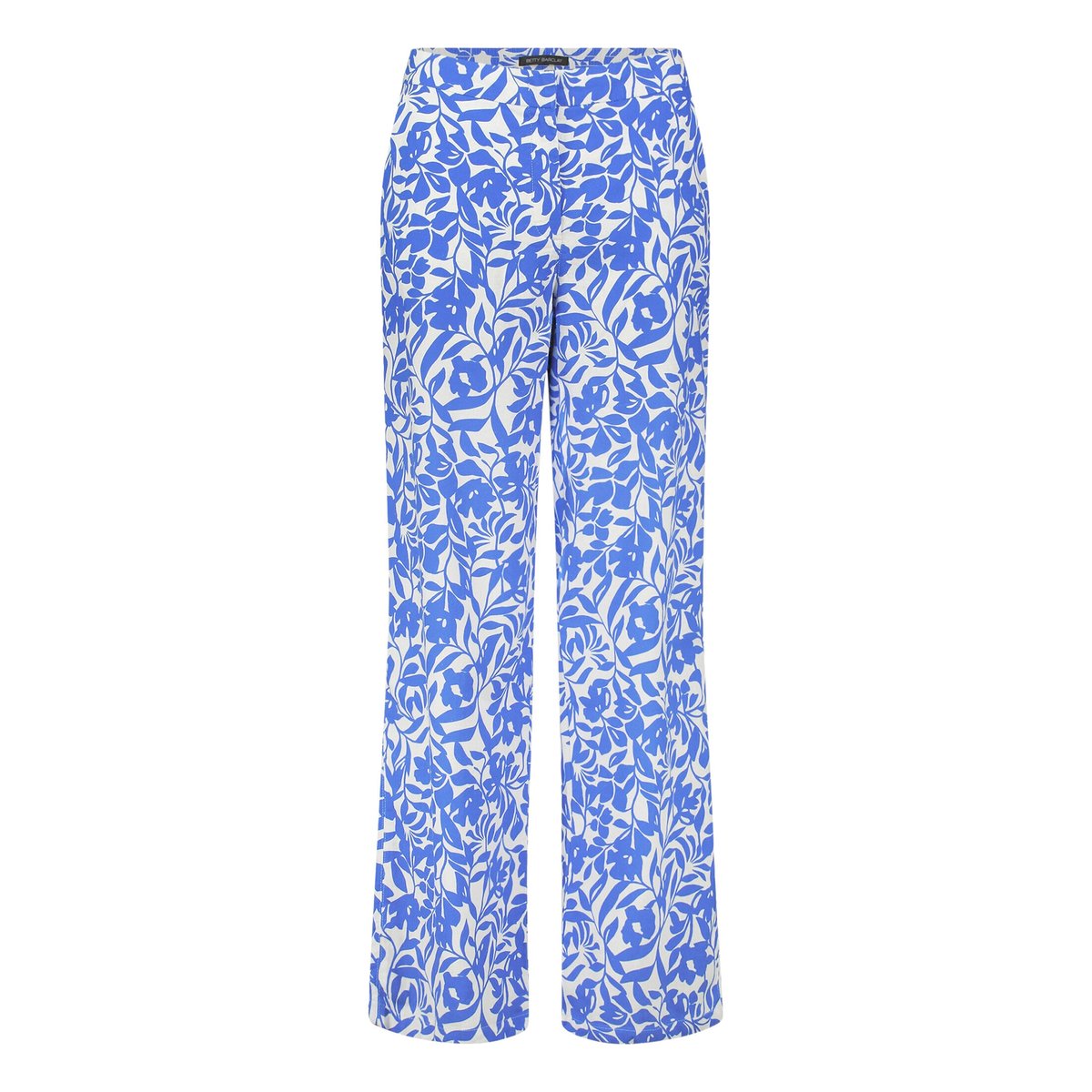 Pantalon en lin à taille élastique blanc/bleu, BETTY BARCLAY