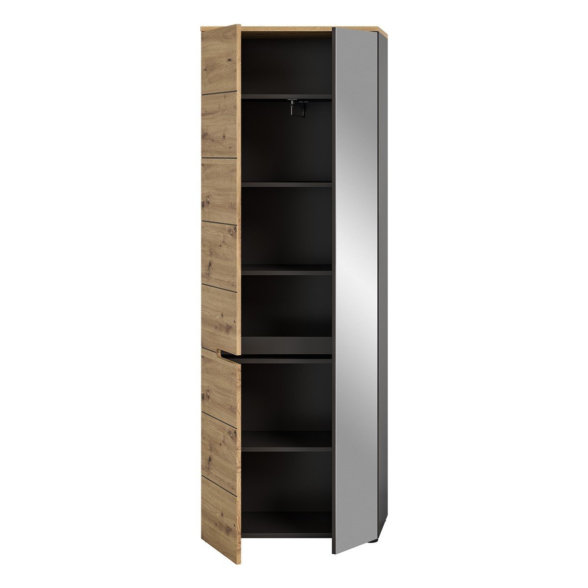 Armoire penderie 2 portes dont 1 miroir L65 cm - CANU bois clair, CALICOSY