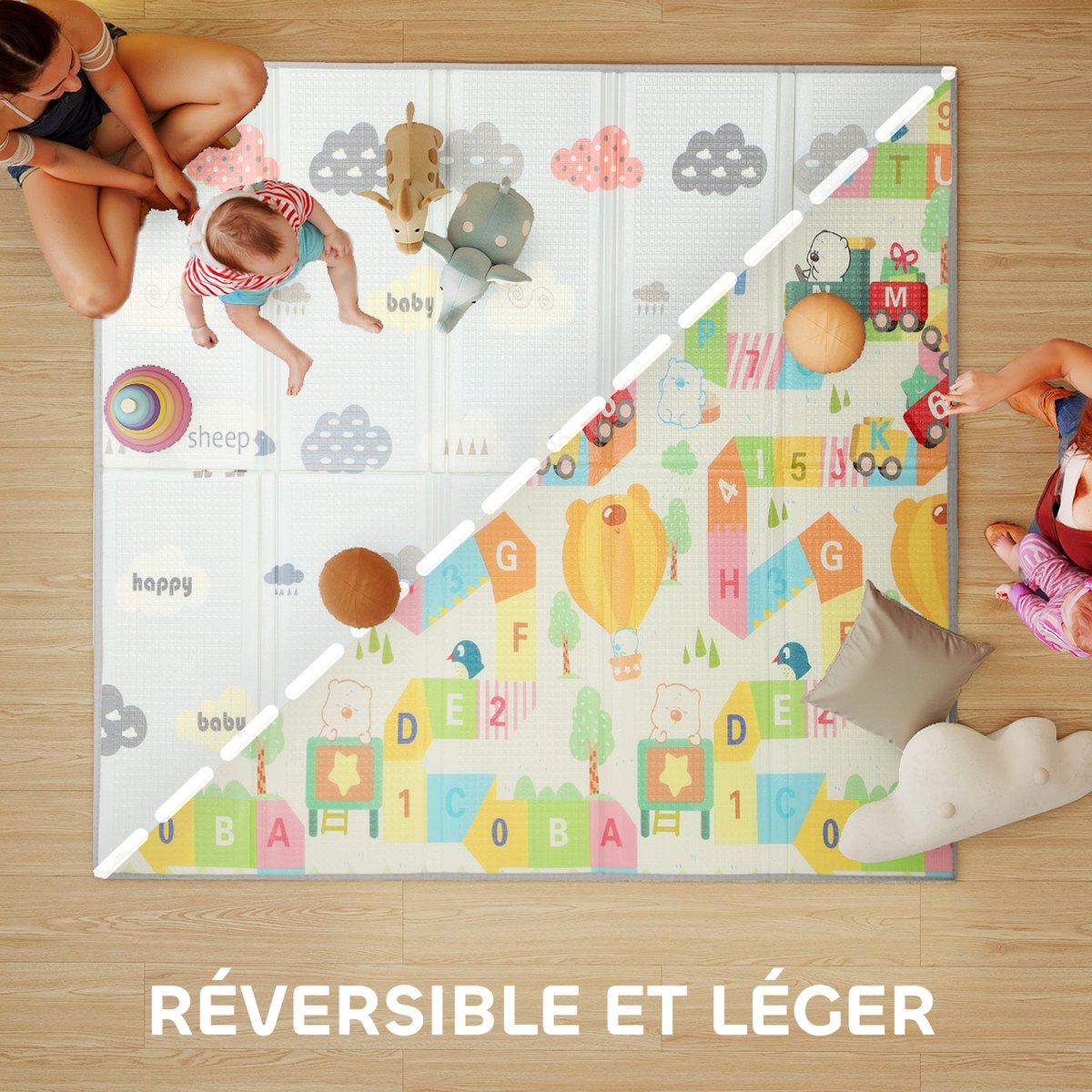 Tapis de jeu pour enfants XPE multicolore multicolore, AIYAPLAY
