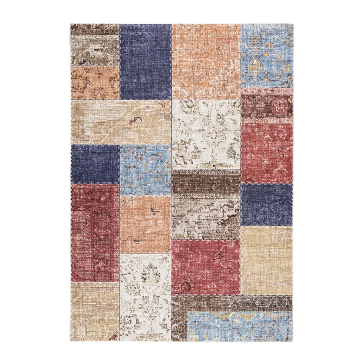 Tapis patchwork effet velours CARAVANE palette colorée, AFK LIVING