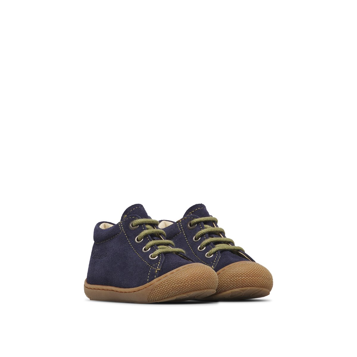 Chaussures premiers pas en suède COCOON marine-kaki, NATURINO