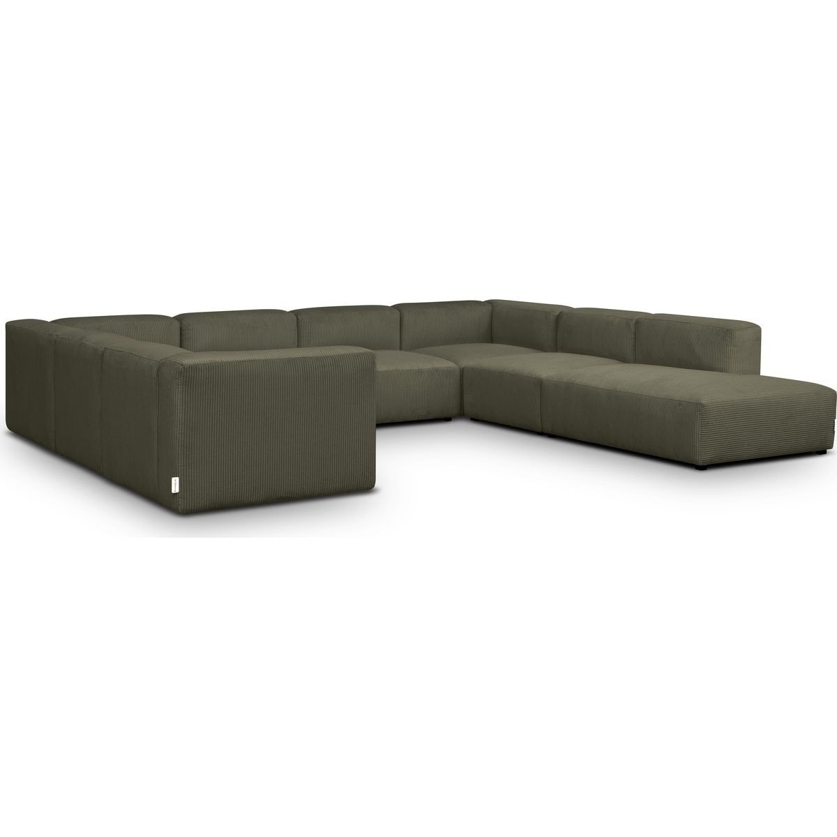 Canapé modulable panoramique 12 places ouvert à droite en velours côtelé - MODULO vert kaki, HOMIFAB