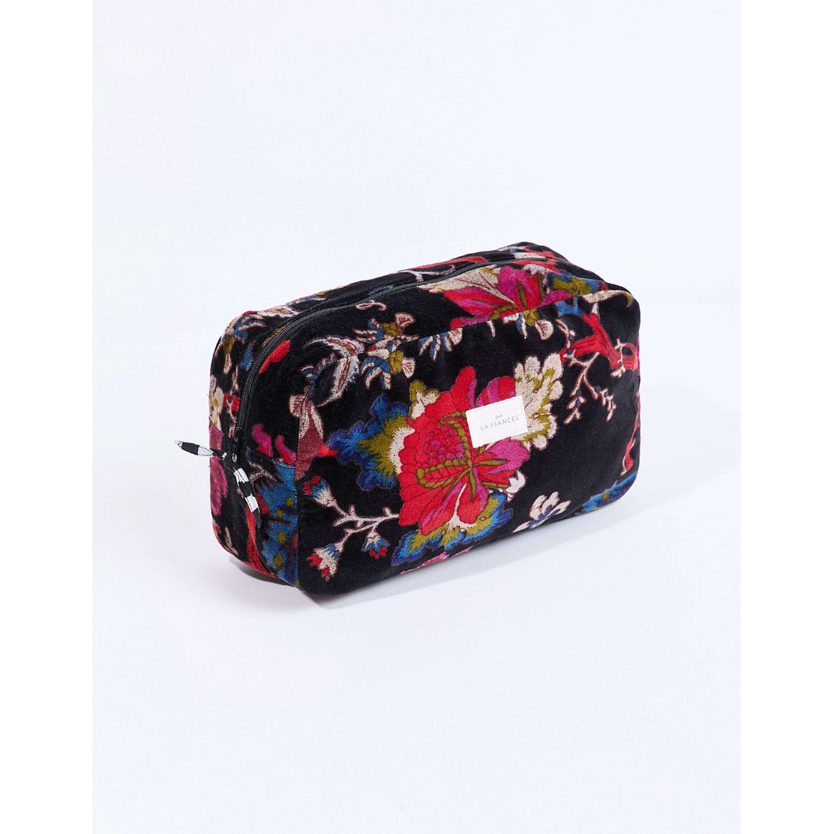Grande pochette en velours KARUNI noir floral, LA FIANCÉE