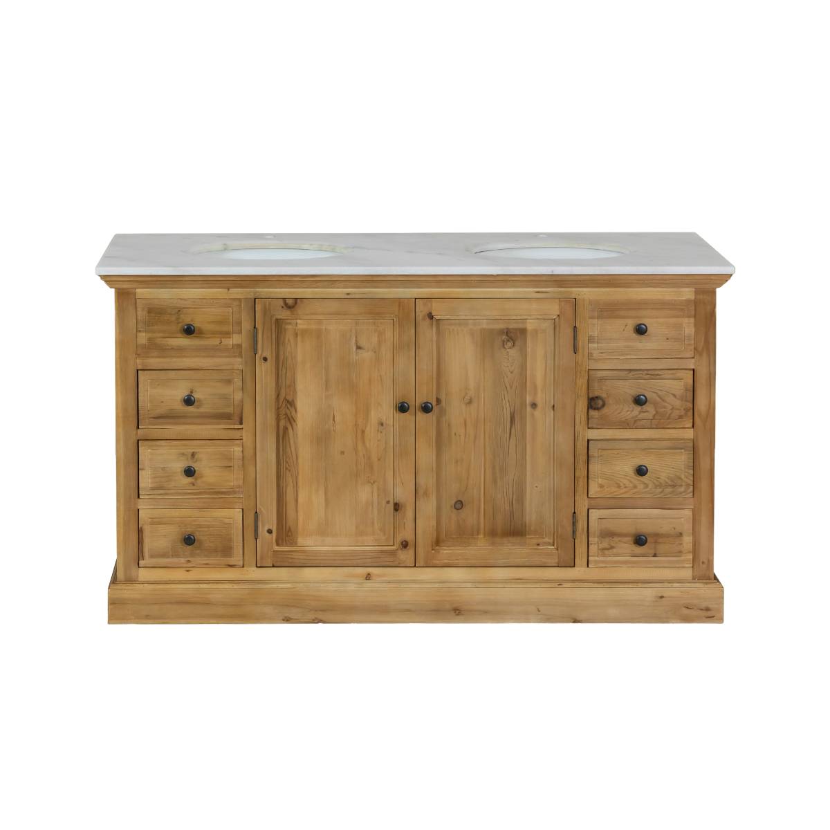 Meuble sous vasque en bois recyclé ESKEL bois clair, MADE IN MEUBLES 