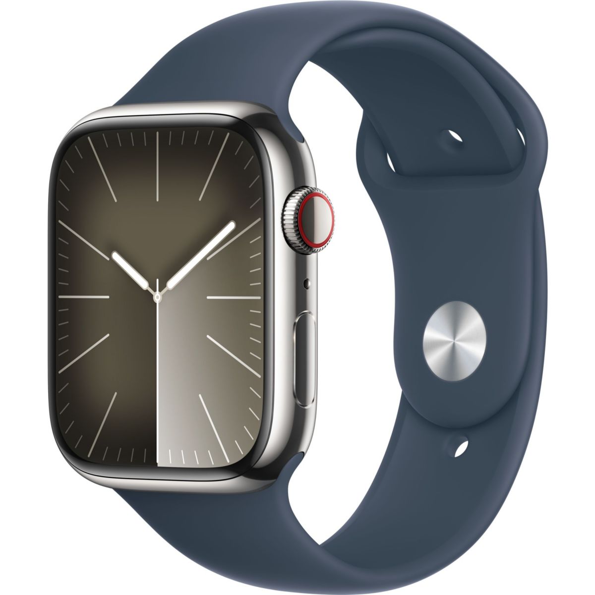 Montre connectée Serie 9 Cellular 45mm Acier/Argent Bleu Orage S/M bleu, APPLE