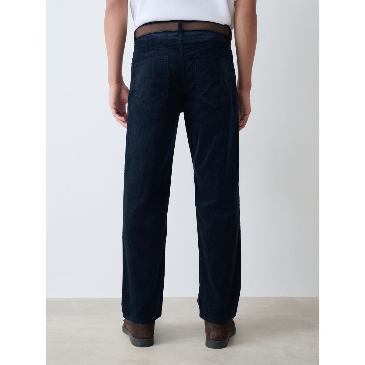 Pantalon en velours côtelé à ceinture bleu marine, NEXT