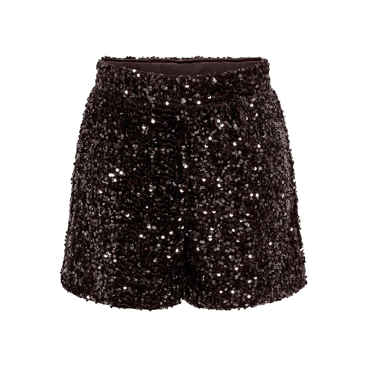 Pantaloncini con paillettes marrone cioccolato, ONLY