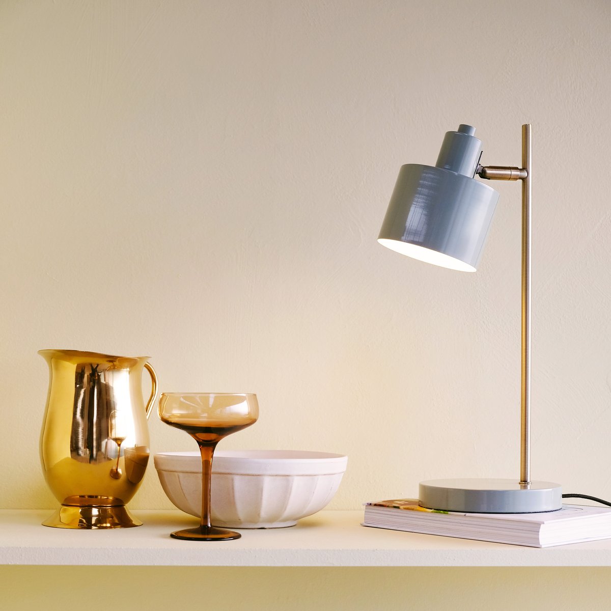 Lampe de table flexible orientable métal curry et turquoise OCEAN gris, DYBERG LARSEN