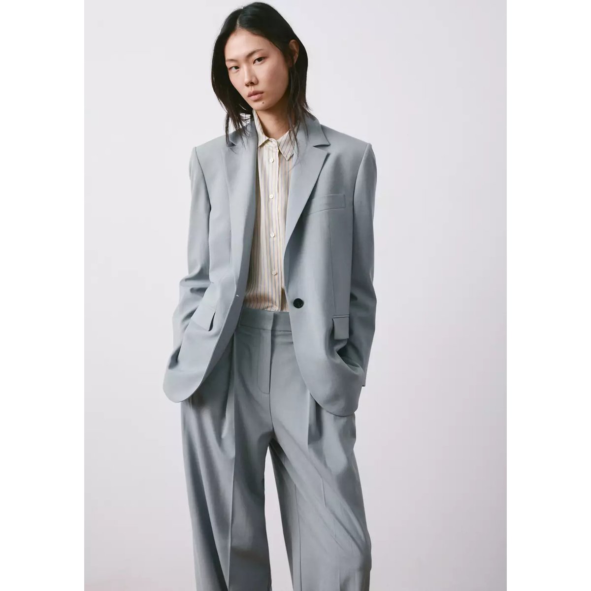 Pantalon droit costume bleu, MANGO