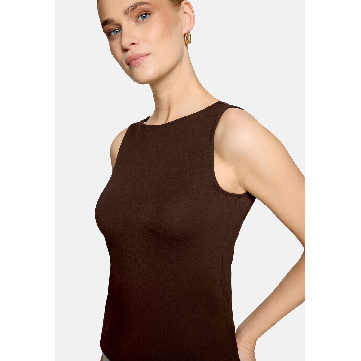 T-shirt basique à encolure bateau chocolate plum, ZERO