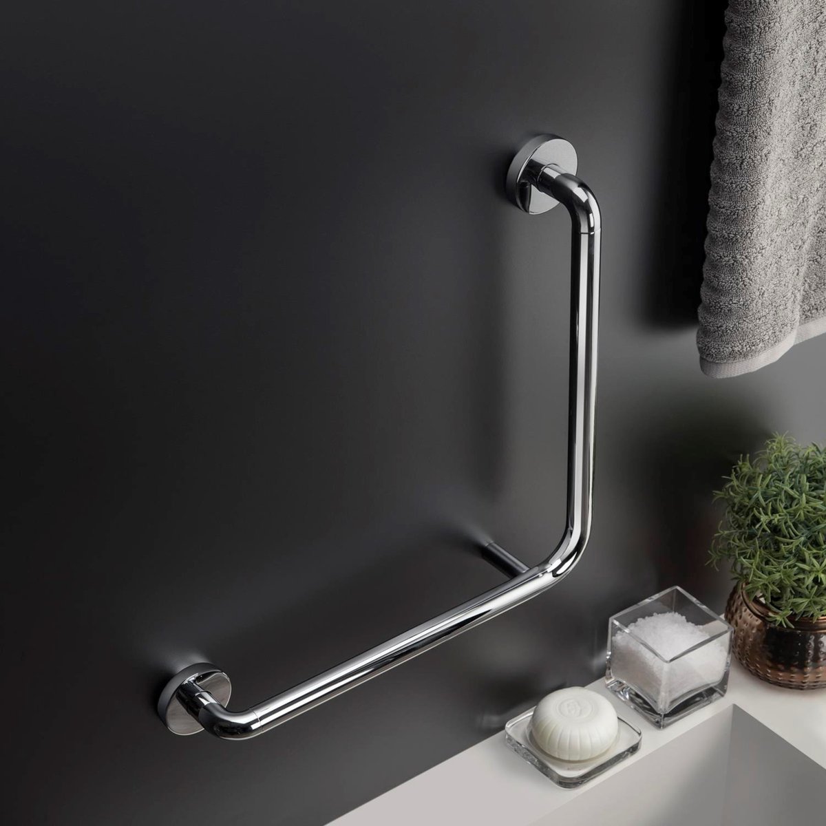 Barre D'appui Wc Angle Droite  ARCHITECT chrome, COSMIC
