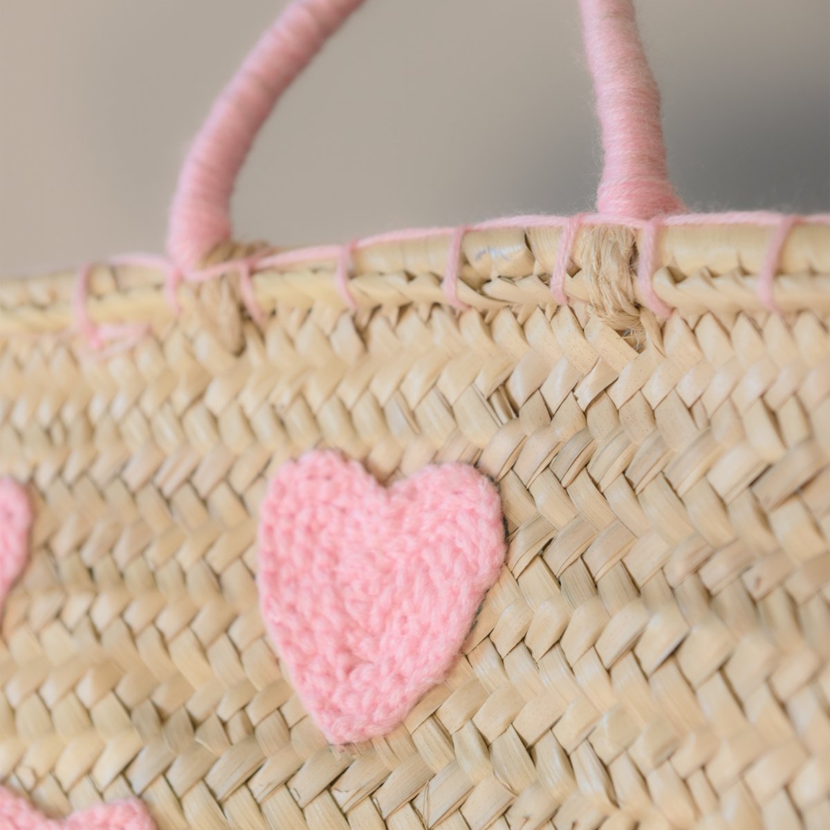 Panier Cœurs brodés -  LOJI rose, HOME MAISON