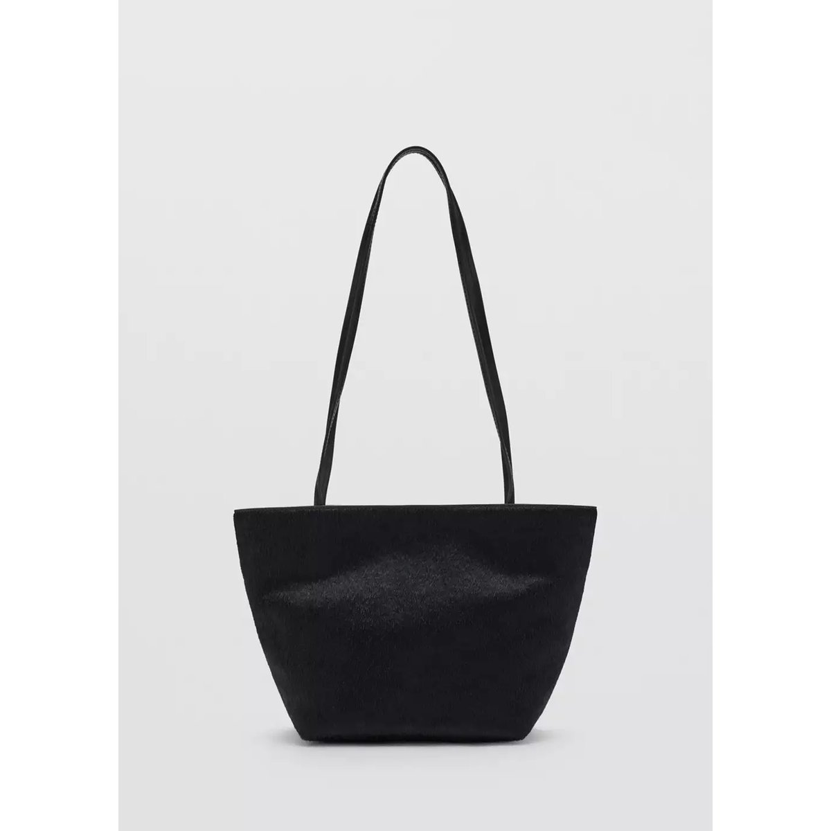 Sac porté épaule cuir imitation fourrure noir, MANGO