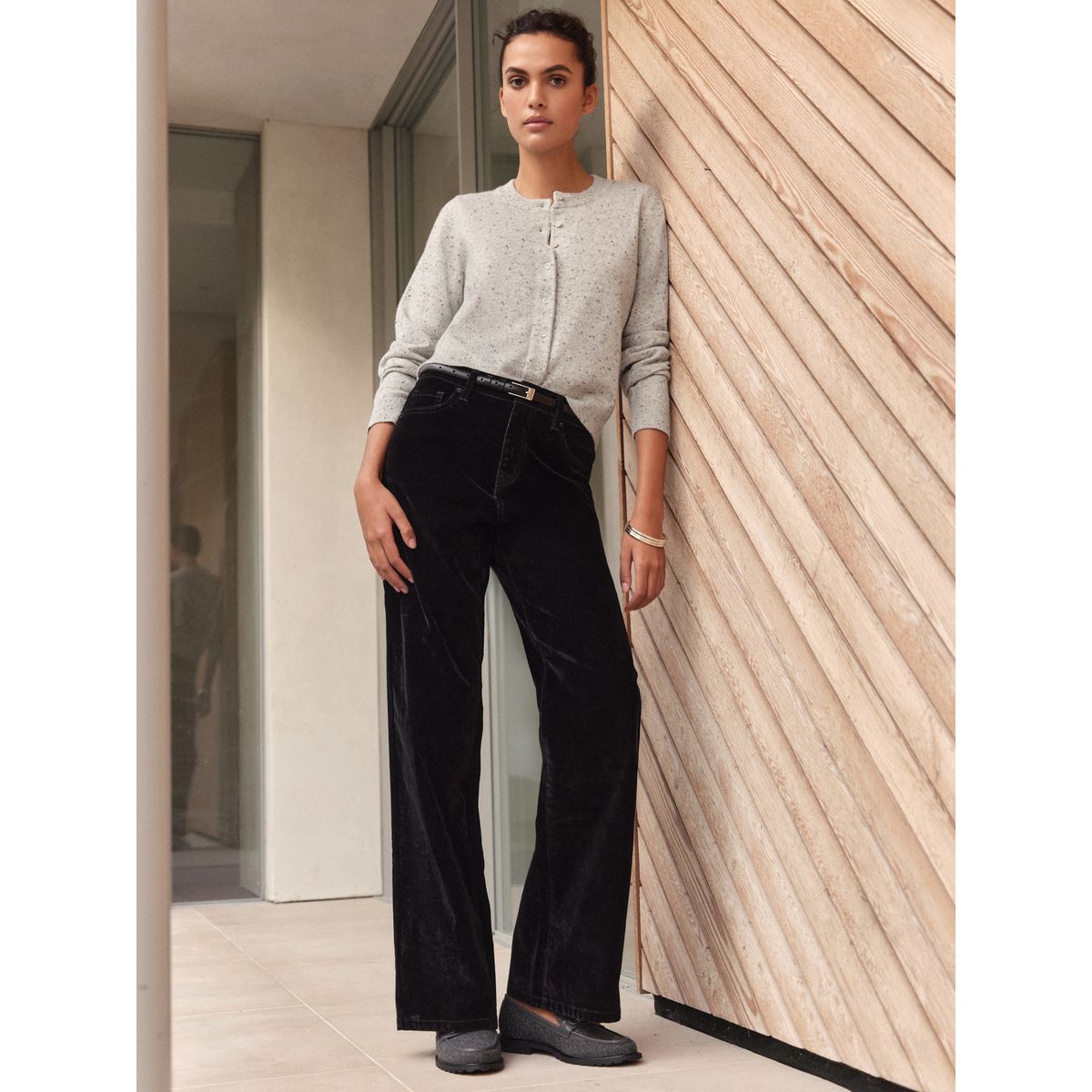 Jean large à motif floqué n. premium noir, NEXT