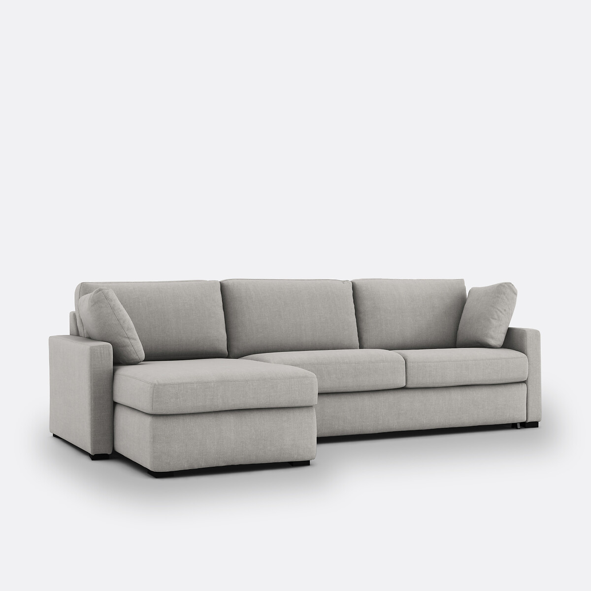 Canapé d'angle, convertible, 4 places, en coton et lin, Comfort Bultex®, TIMOR gris clair, LA REDOUTE INTERIEURS