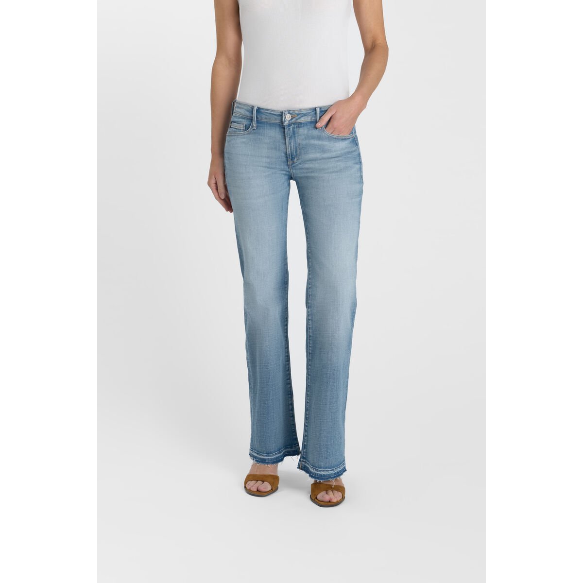 Jeans flare , longueur 34 blue, LE TEMPS DES CERISES