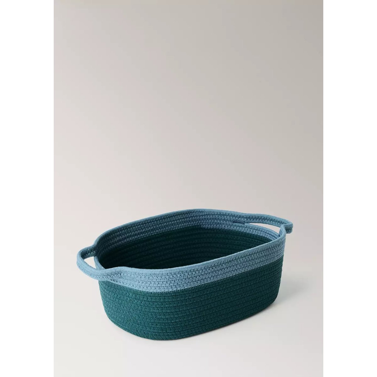 Panier 100 % coton bicolore bleu pétrole, MANGO HOME