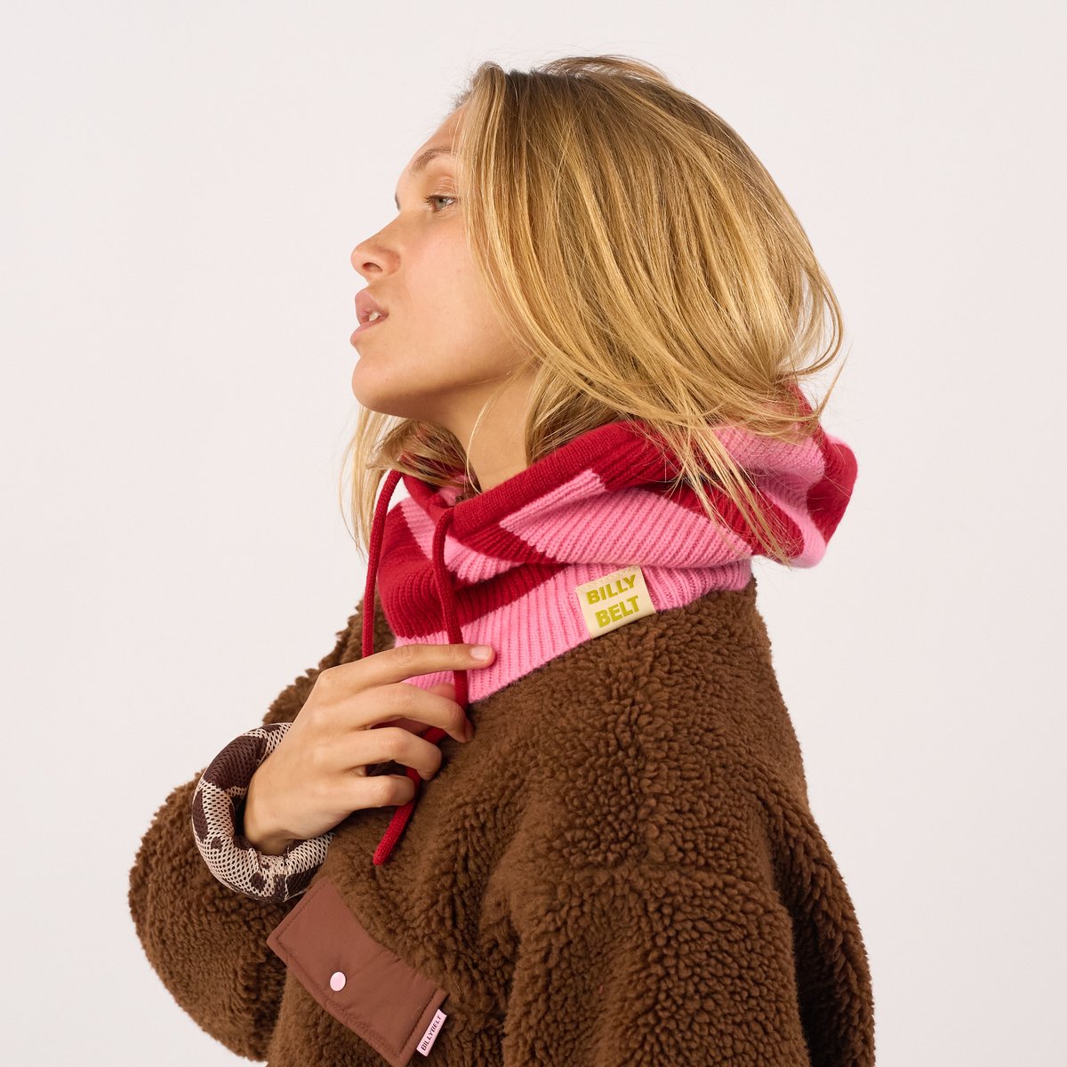 Cagoule en laine rose et bordeaux, BILLYBELT