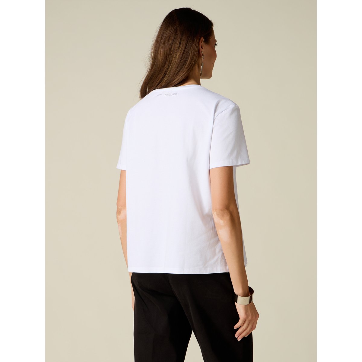 T-shirt avec micro cristaux blanc, OLTRE