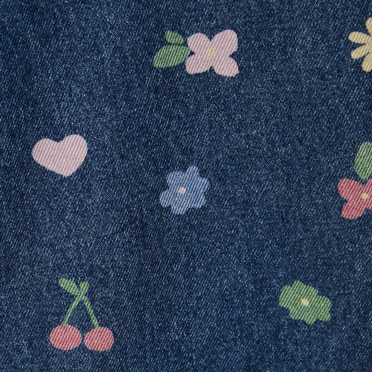 Jean taille élastiquée imprimé bleach denim, MONOPRIX