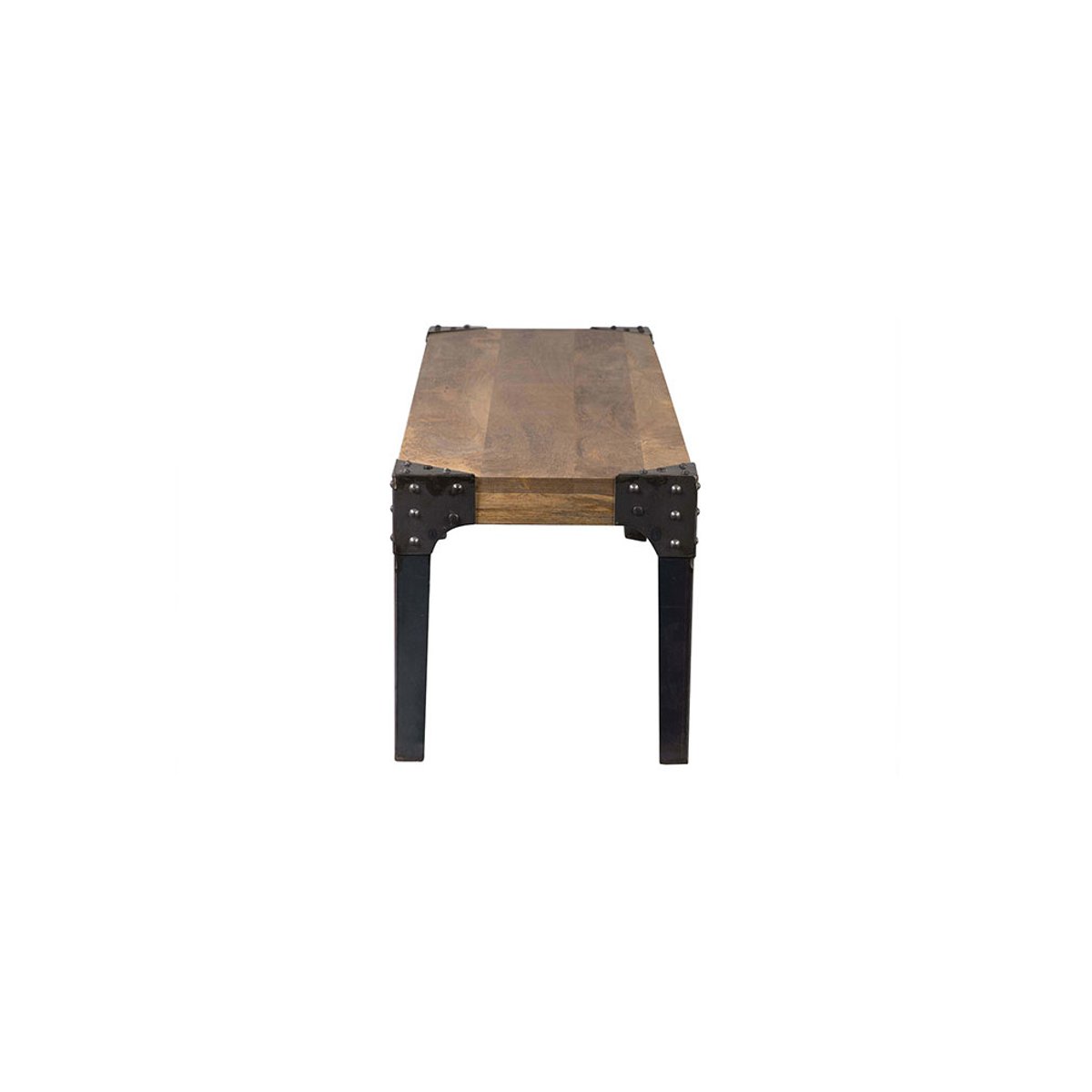 Banc industriel en bois manguier massif et métal noir L180 cm MADISON bois clair / noir, MILIBOO