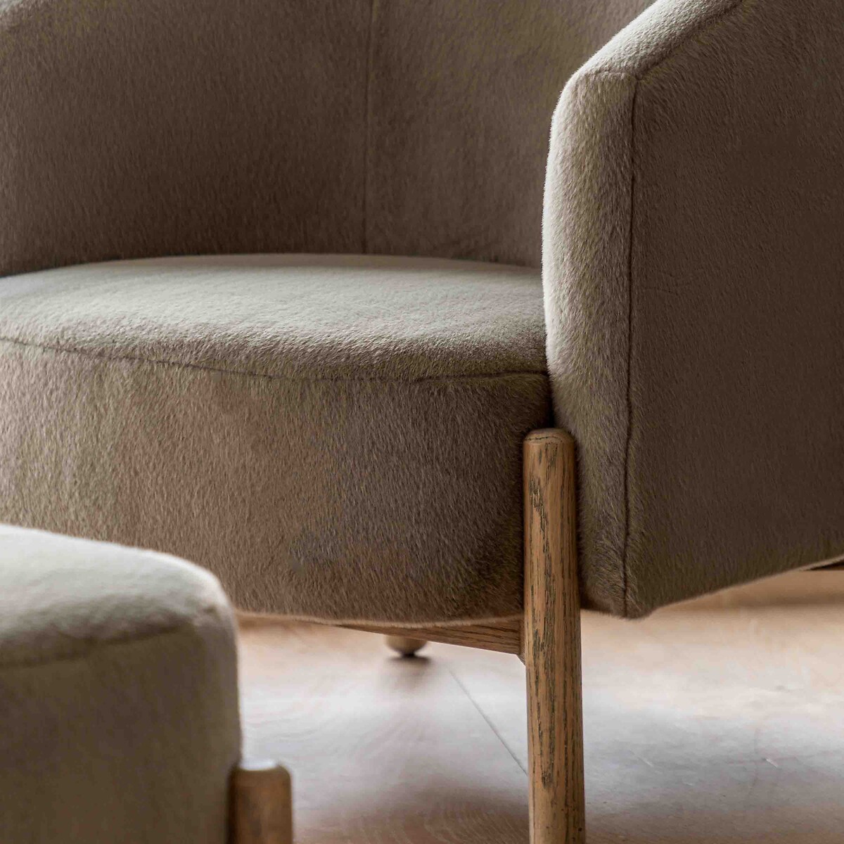 Tristan Faux Fur Tub Armchair khaki, ÉDITÉ