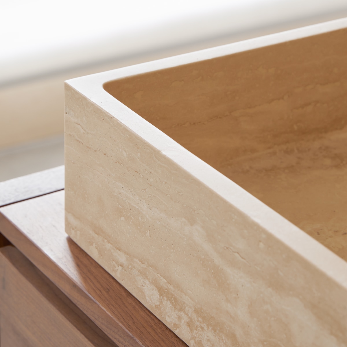 Vasque en Travertin, SLATS beige, TIKAMOON