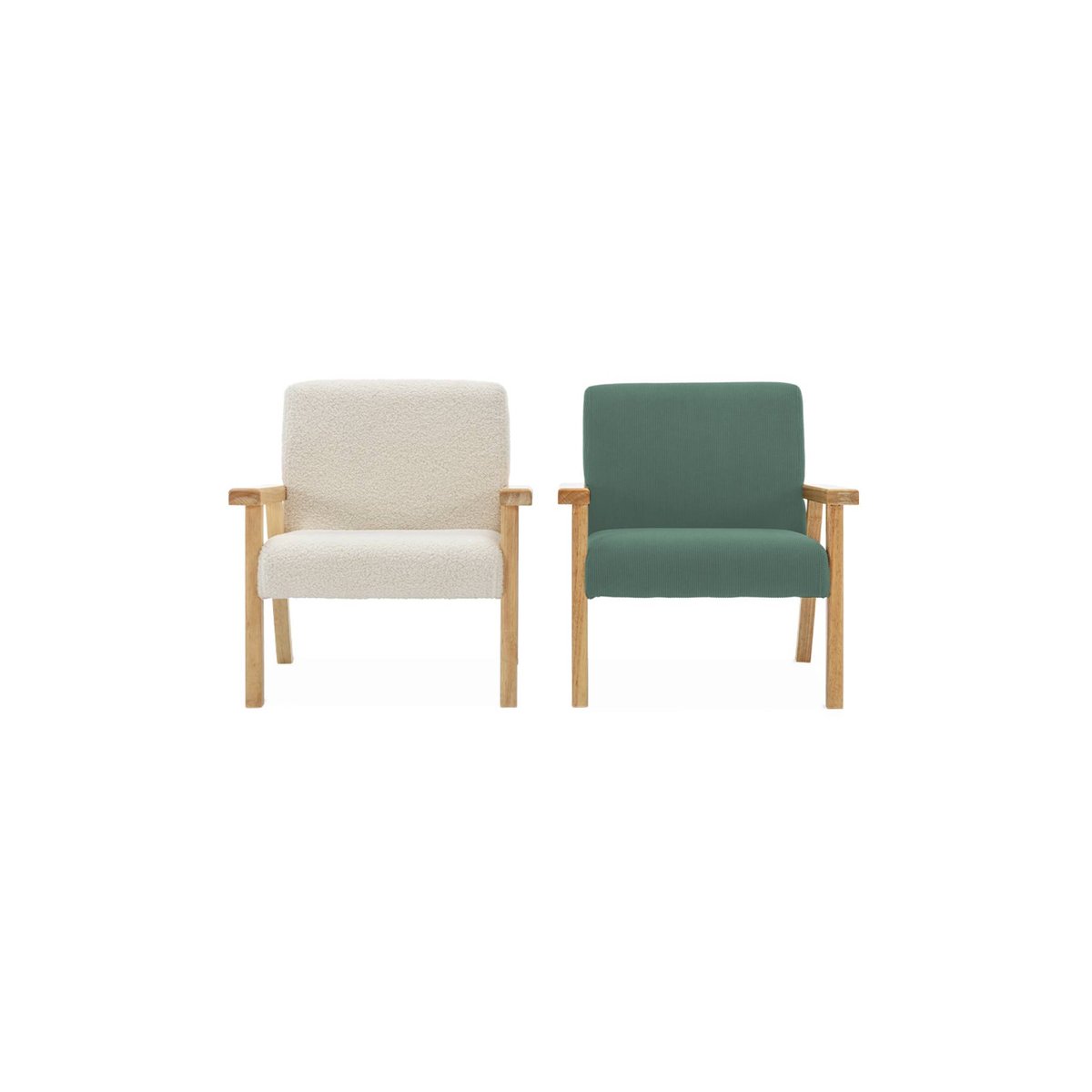 Fauteuil scandinave enfant bouclette et bois d'hévéa ISAK KID taupe, SWEEEK
