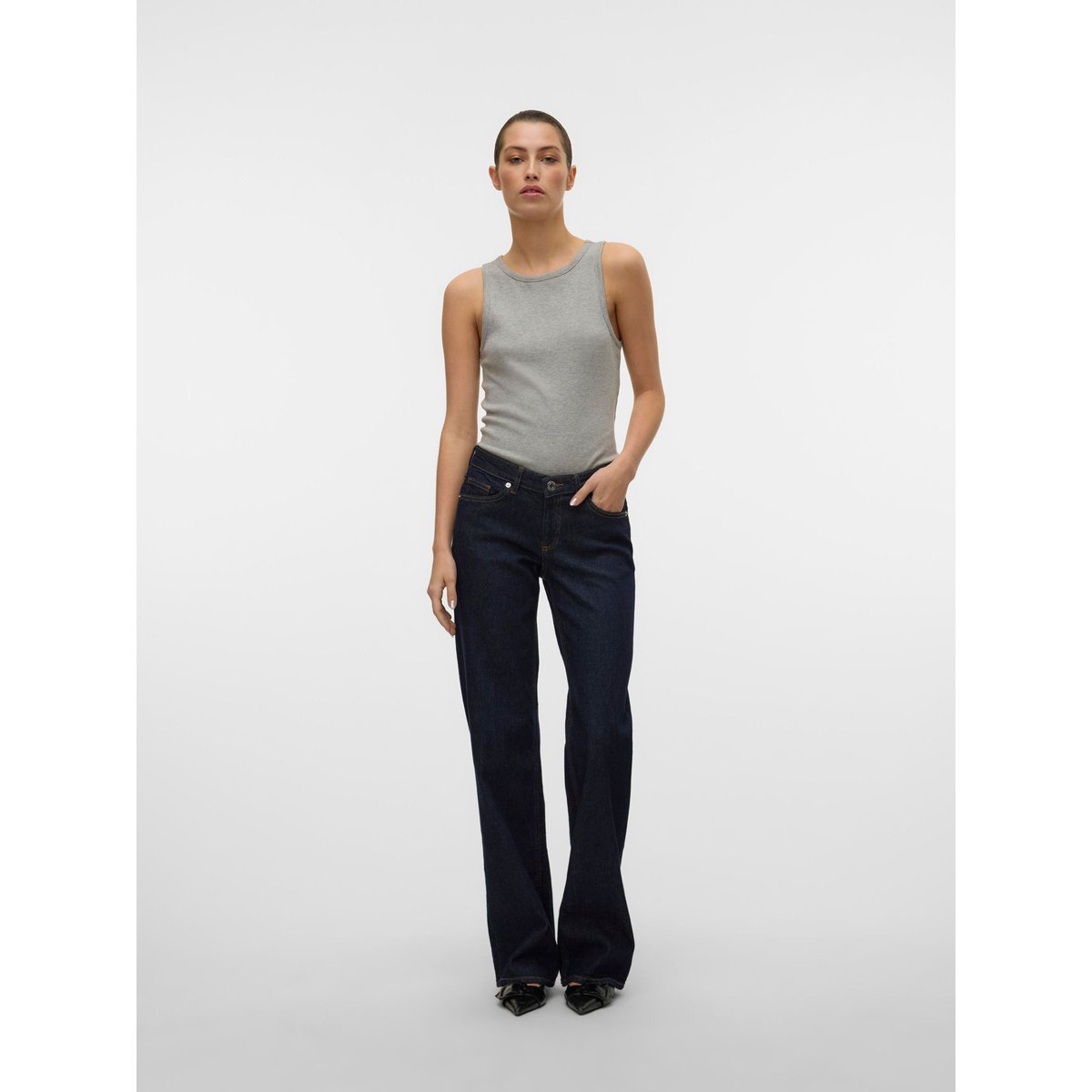Jean À Coupe Large dark blue denim, VERO MODA