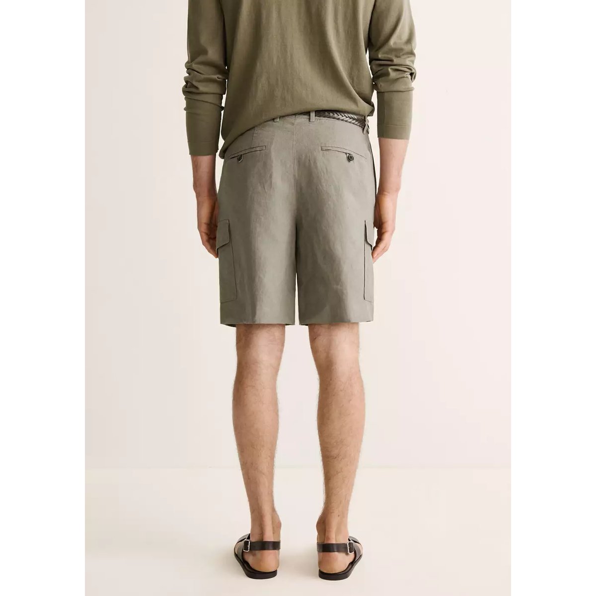 Bermuda lin cargo kaki, MANGO MAN