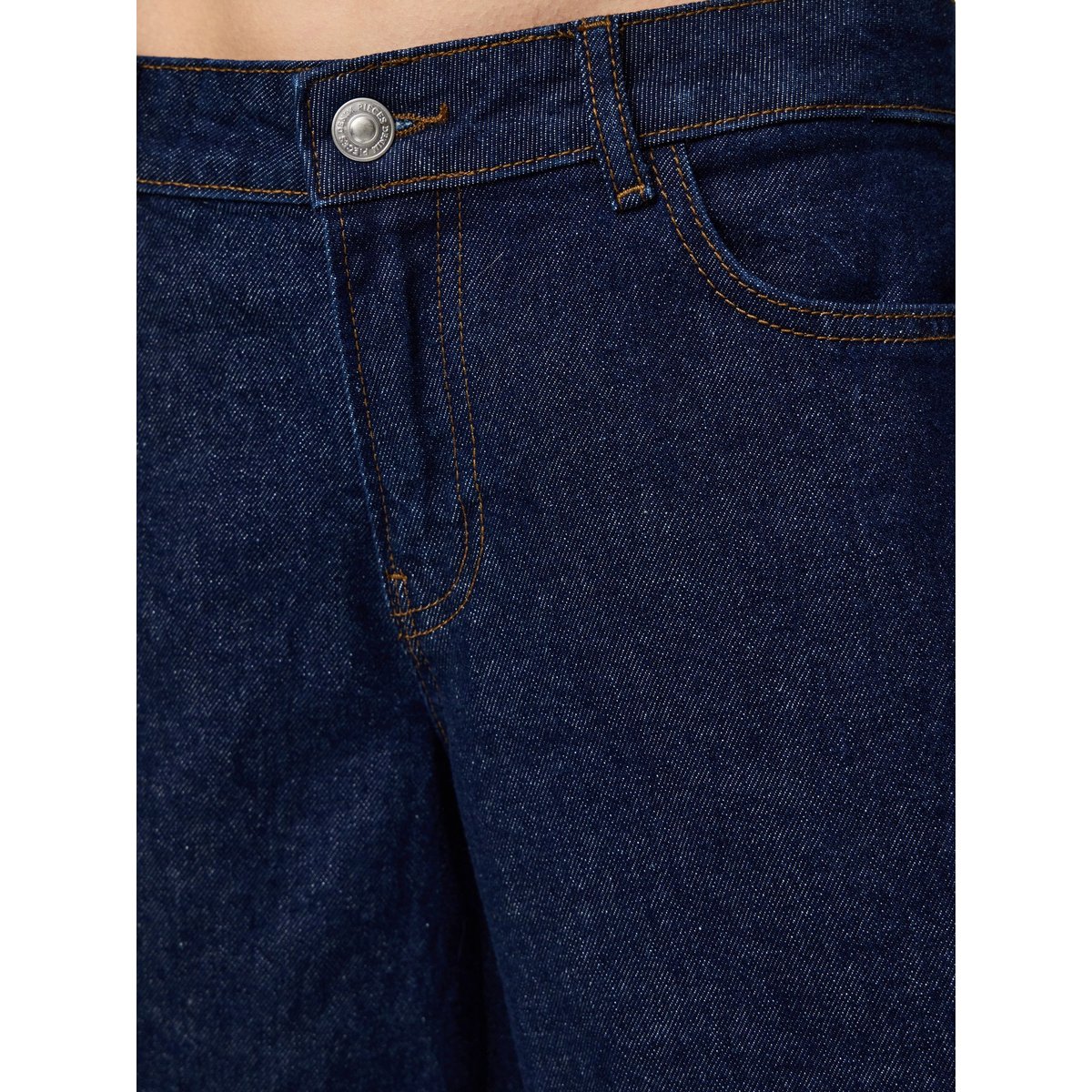Jean À Coupe Ample dark blue denim, PIECES