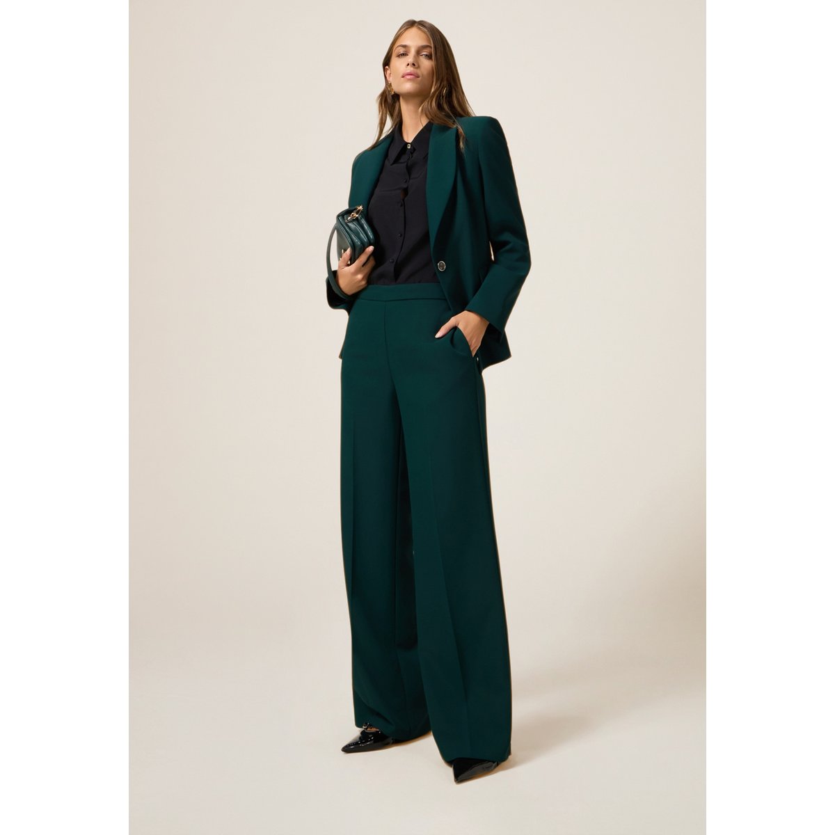 Pantalon palazzo vert, OLTRE