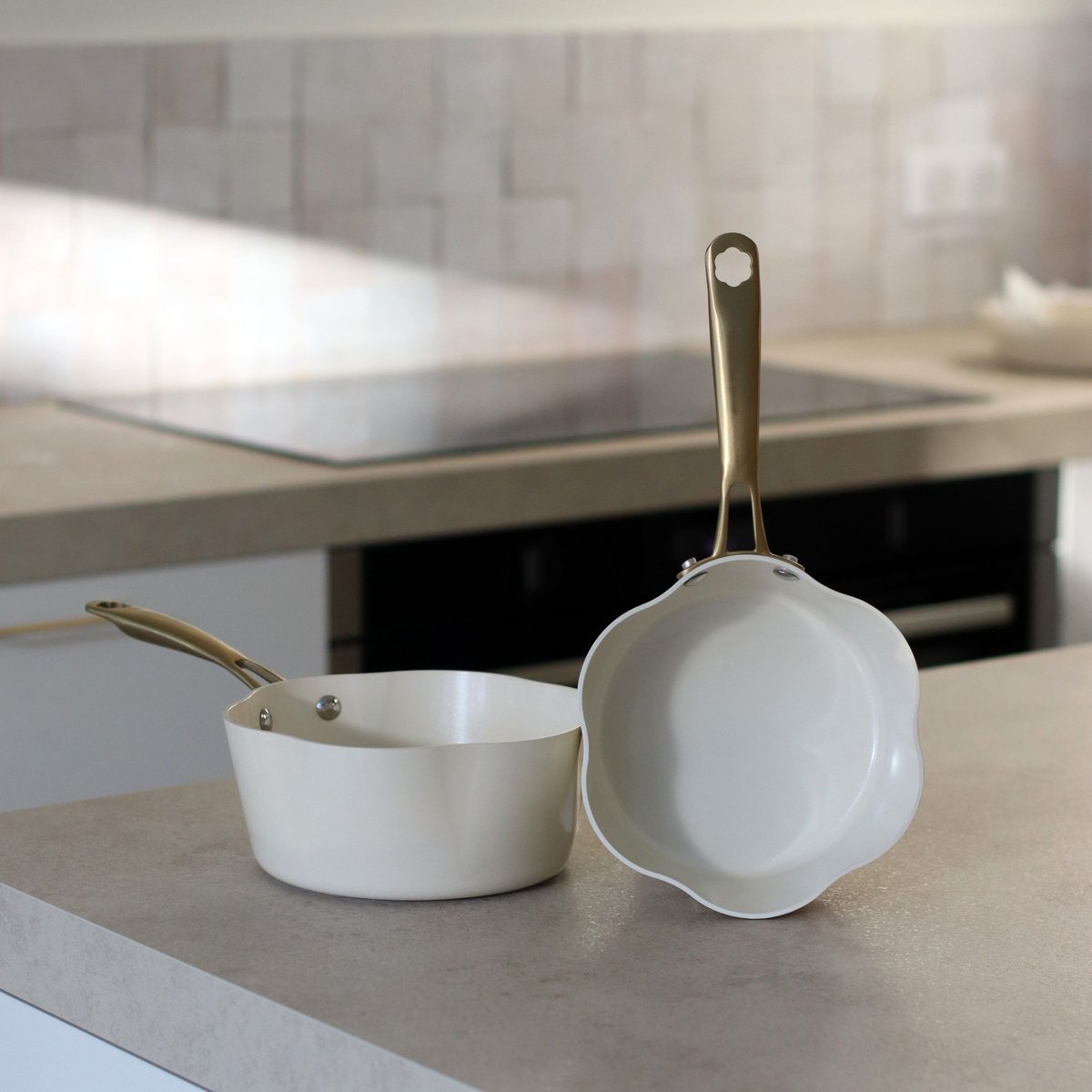 Casserole en aluminium recyclé, DAHLIA beige-or, MENASTYL