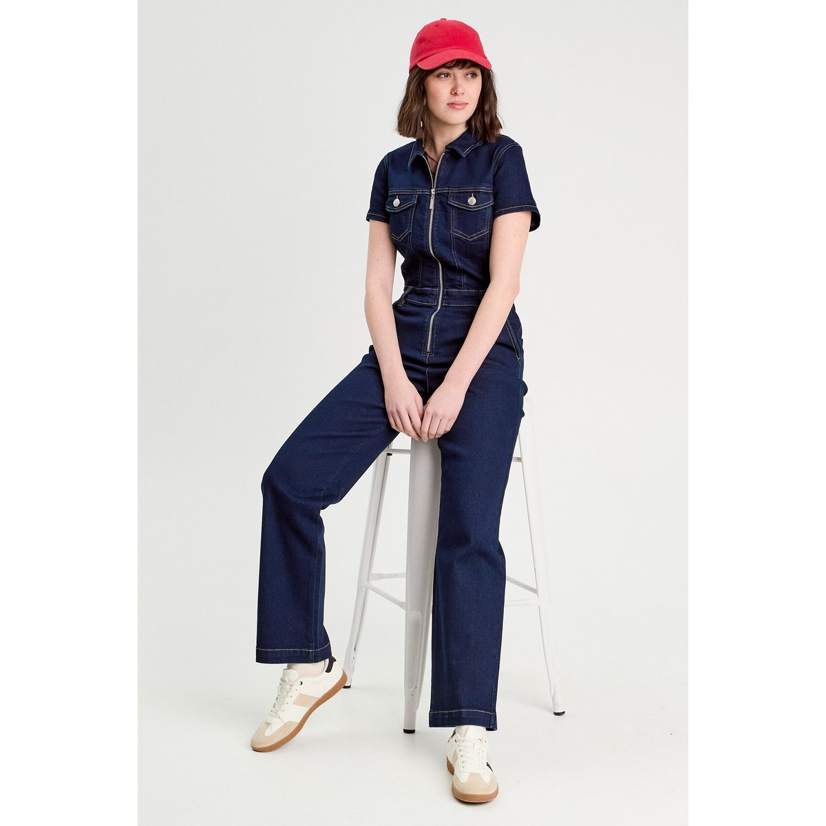 Combinaison pantalon en jean denim brut, CACHE CACHE