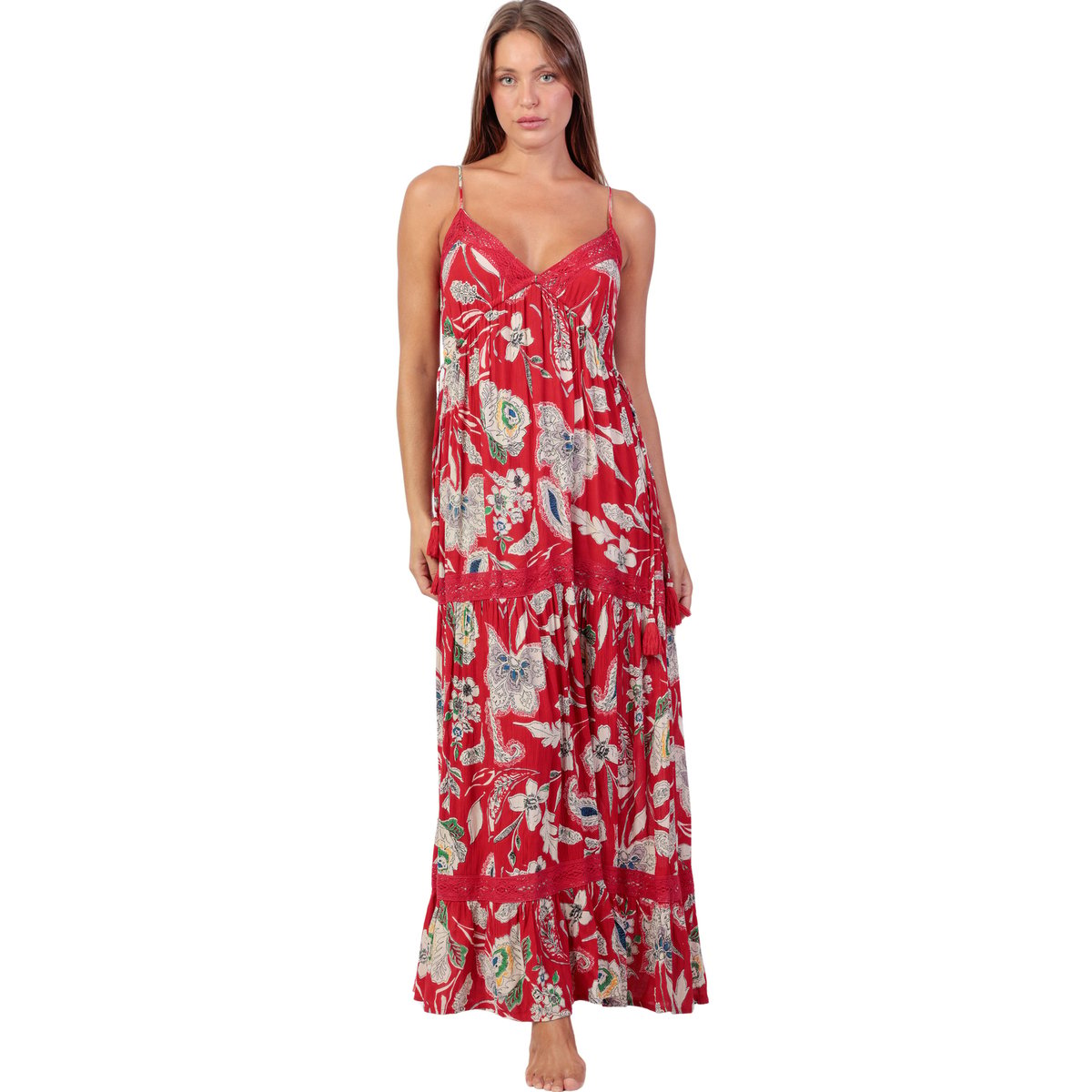 Robe longue estivale Aurora rouge, ADMAS