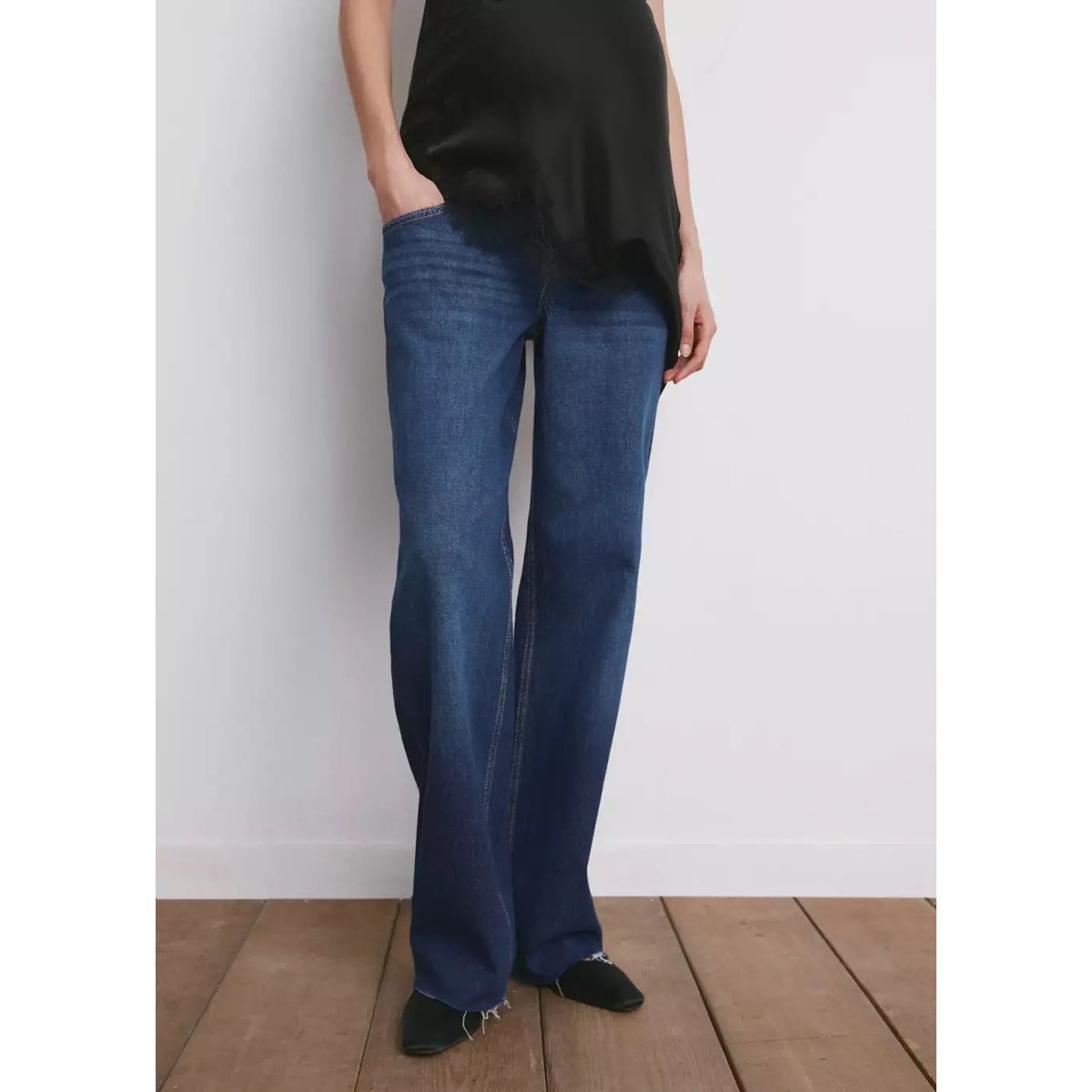 Jean large de grossesse bleu foncé, MANGO