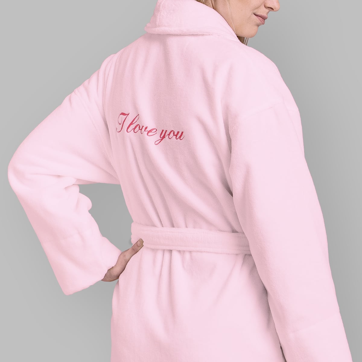 Peignoir en Velours de Coton collection SANTORIN Rose rose pâle, COTTON & CO