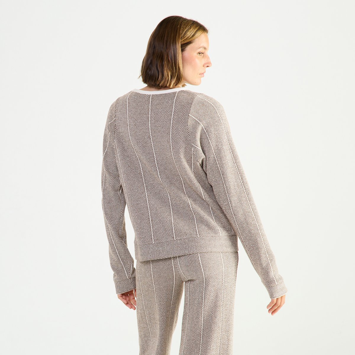Sweat col rond en coton EXQUISE ecru, LAURENCE TAVERNIER