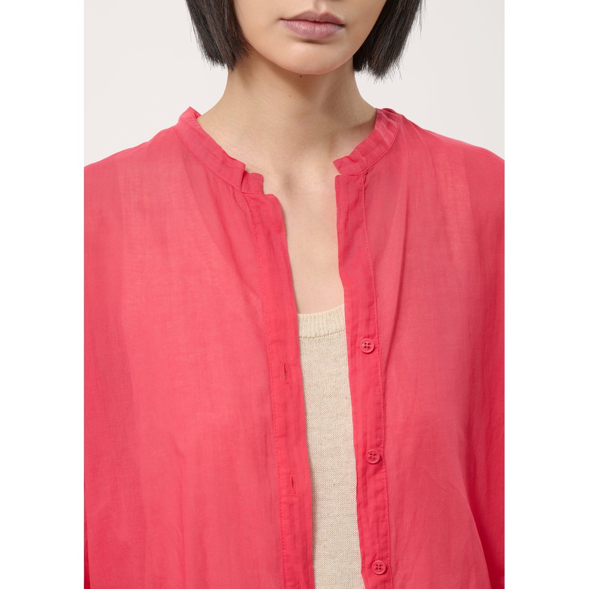Chemise oversize en voile de coton vermillon, HUMILITY