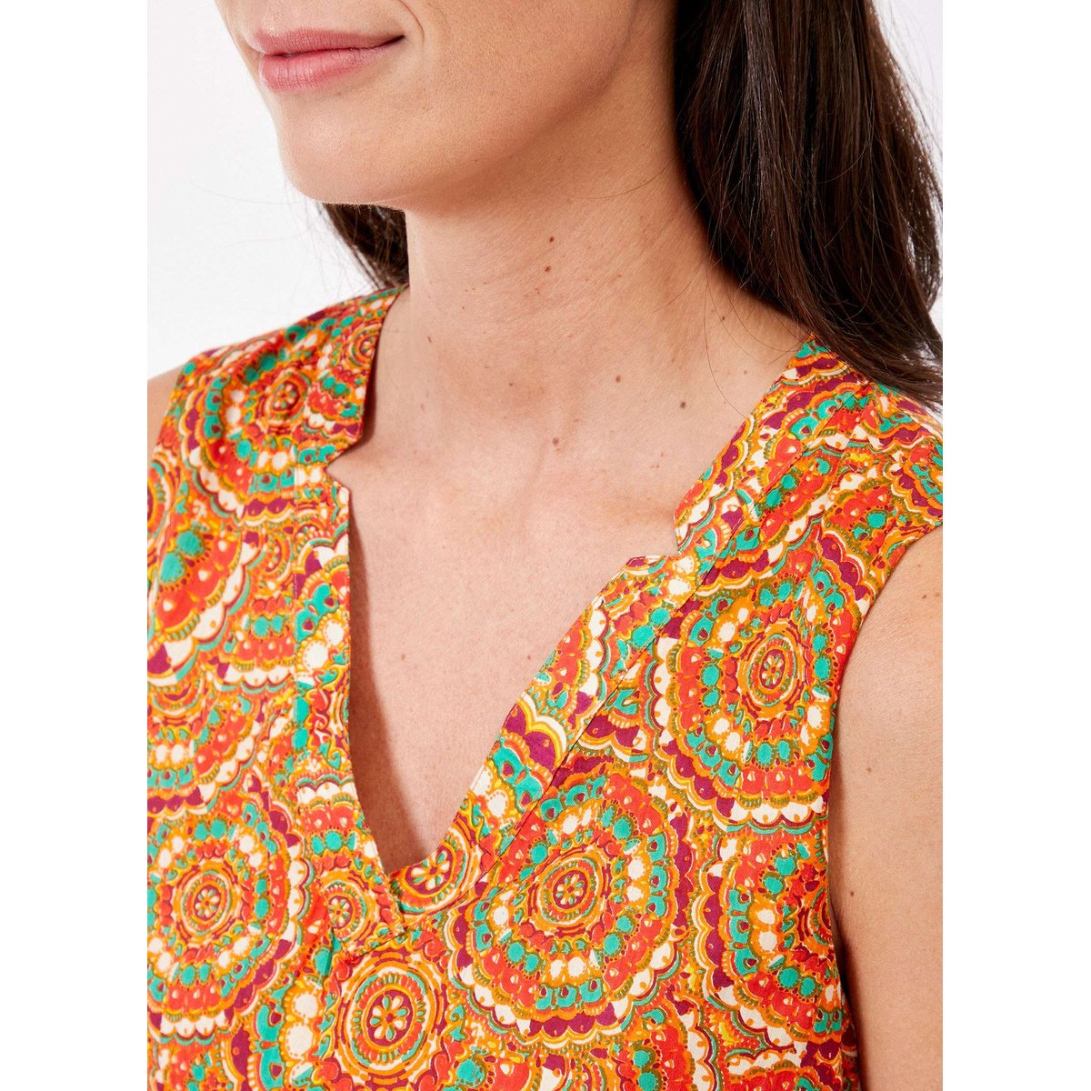 Robe midi imprimée voile de coton bio LALITA orange foncé lalita, LA FIANCÉE