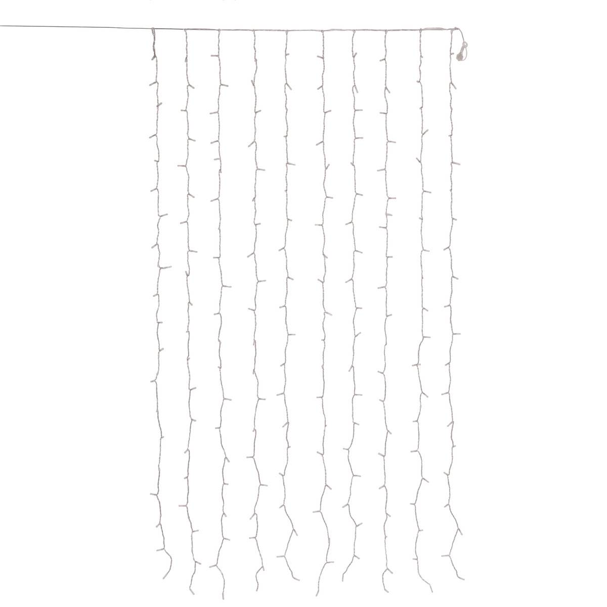 Rideau lumineux de façade d'extérieur 1 x 2 m 200 LED blanc froid 13 fonctions sur secteur blanc froid, FEERIC LIGHTS & CHRISTMAS