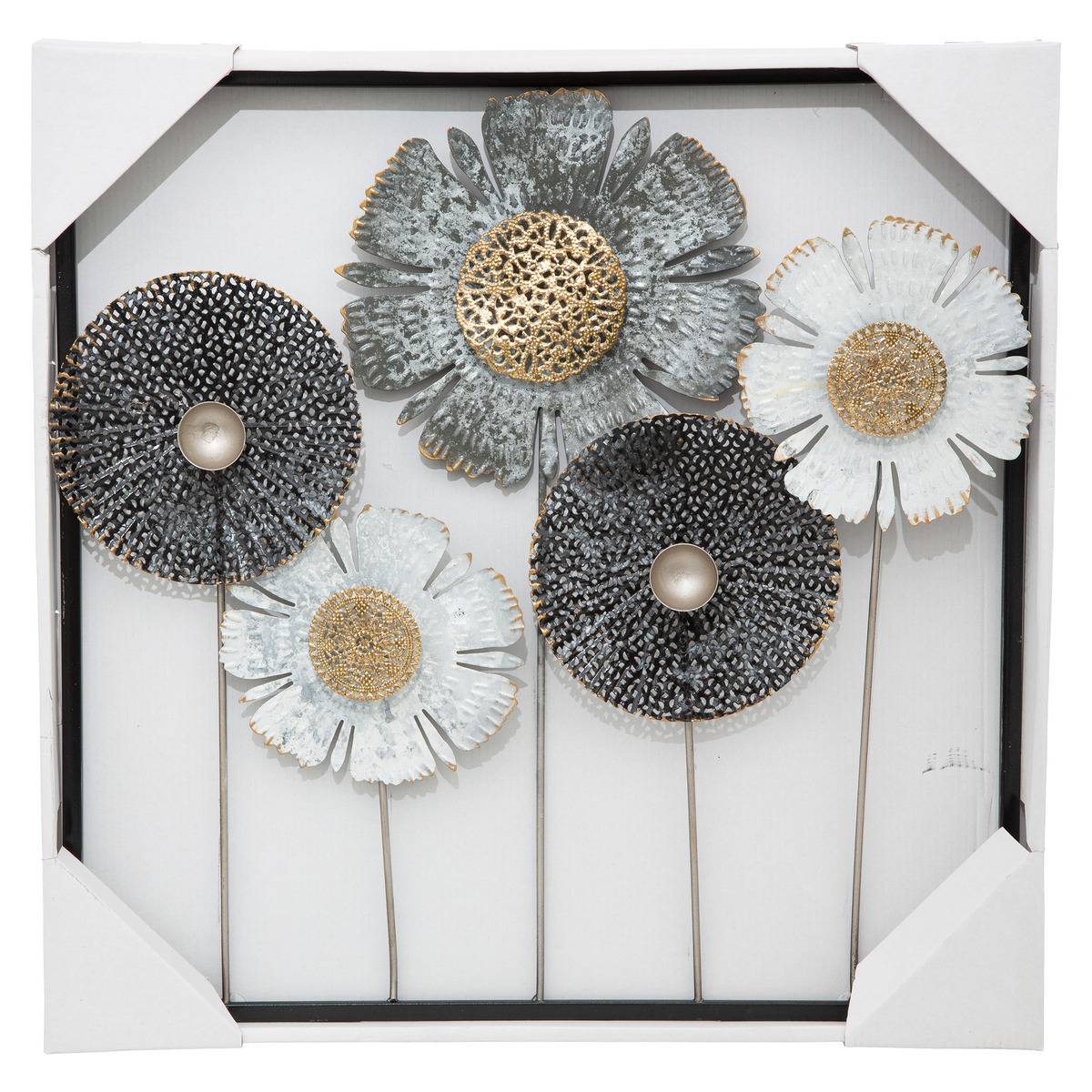 Décoration murale fleurs en métal ajouré FIORE multicolore, ATMOSPHERA