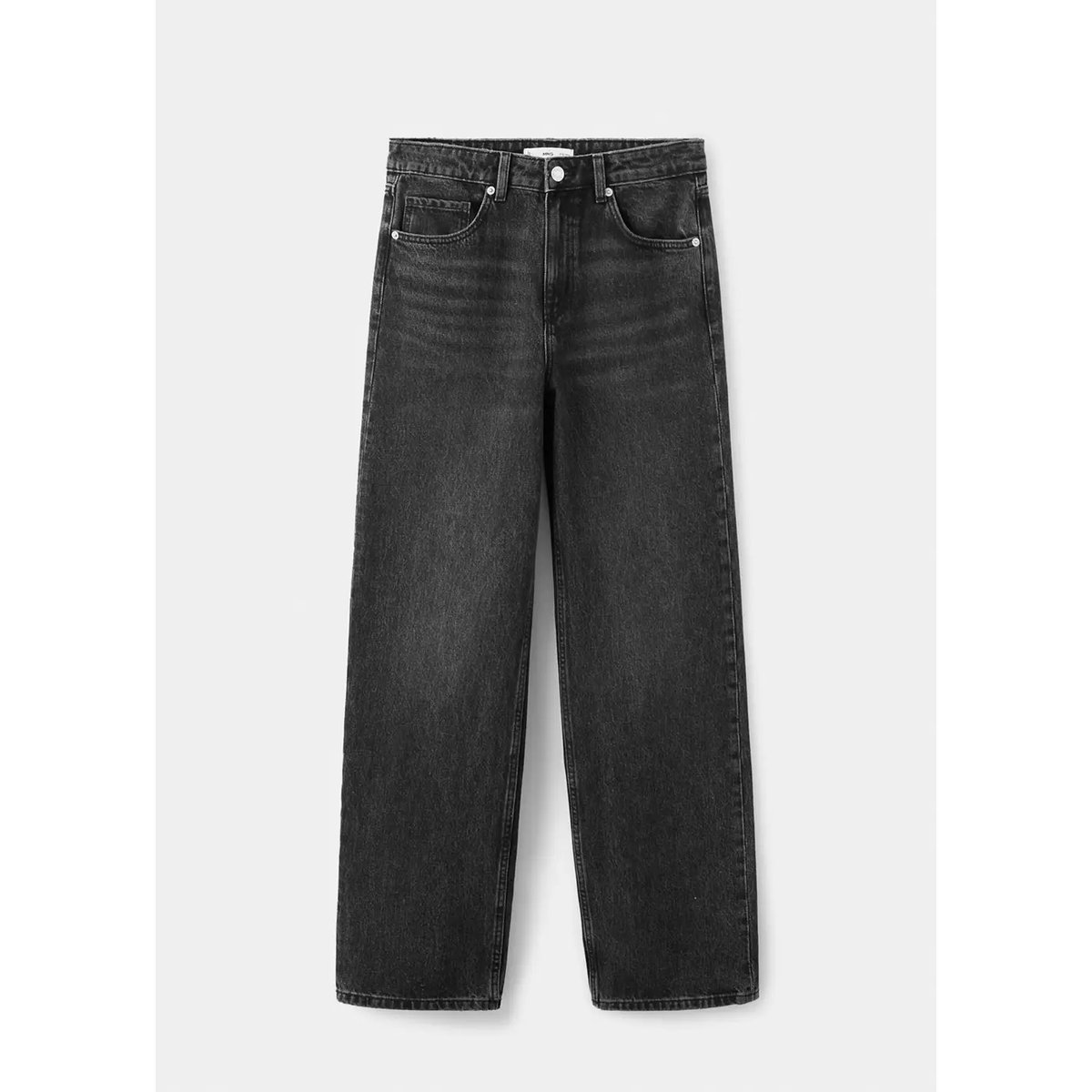 Jean droit taille basse black denim, MANGO
