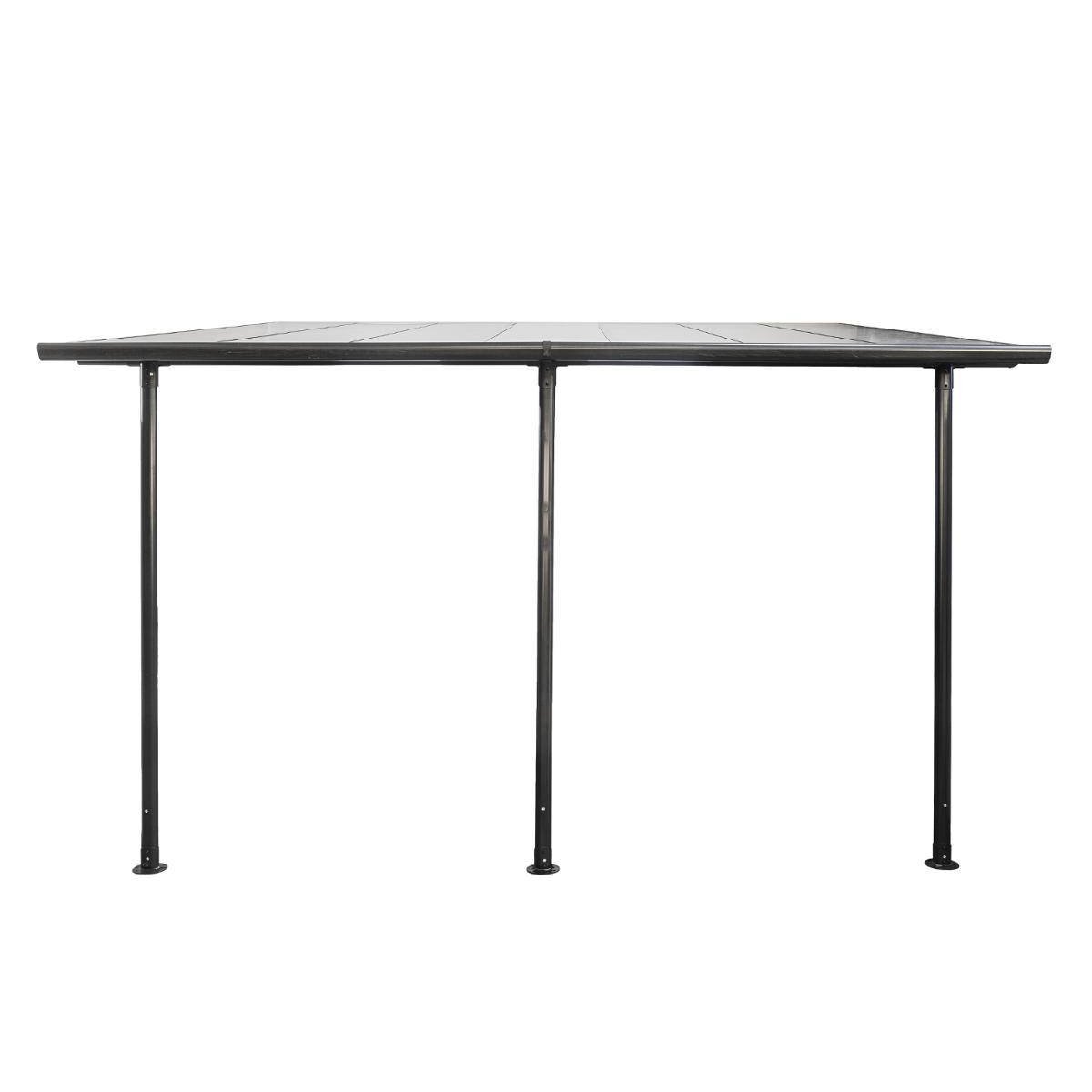 Pergola adossée en aluminium toit polycarbonate 4x3m BELIZE gris graphite, HESPERIDE