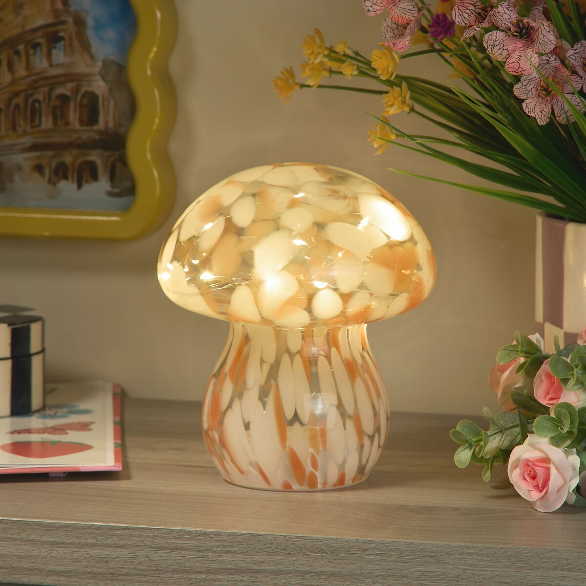Dewsbury Confetti Glass Mushroom Table Lamp orange, SO'HOME
