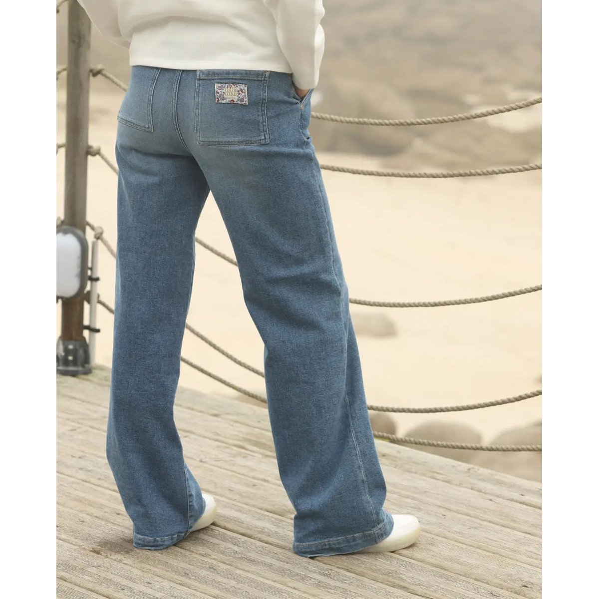 Jean de grossesse wide leg Kelly mid mid blue, CACHE COEUR