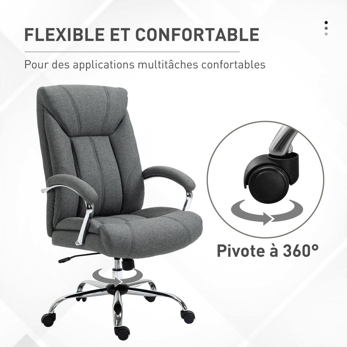 Chaise de bureau Lin (100% polyester) Gris gris, HOMCOM